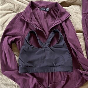Gymshark Black Sports Bra with Maroon Jacket